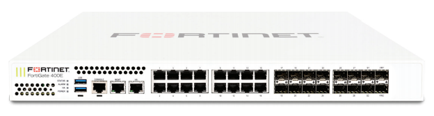 Межсетевой экран Fortinet FortiGate FG-400E, 18 x GE RJ45 портов (включая 1 x MGMT port, 1 X HA port, 16 x switch ports), 16 x GE SFP slots, SPU NP6 and CP9 hardware accelerated