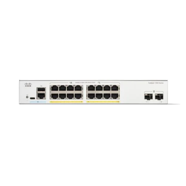 Коммутатор CISCO Catalyst 1300 16x 10/100/1000 Ethernet RJ-45 ports, 2x1G SFP uplink, Fanless, C1300-16T-2G