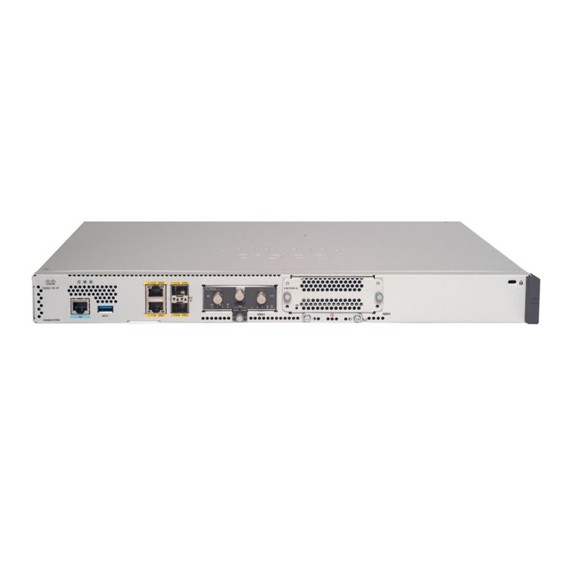 Маршрутизатор CISCO C8200L 1RU w/ 1 NIM slot and 4x 1 Gigabit Ethernet WAN ports, HSEC License key (enables upto 500Mbps IPsec traffic), 4GB DRAM, 8GB FLASH, fixed 100W AC power supply (C8200L-1N-4T)