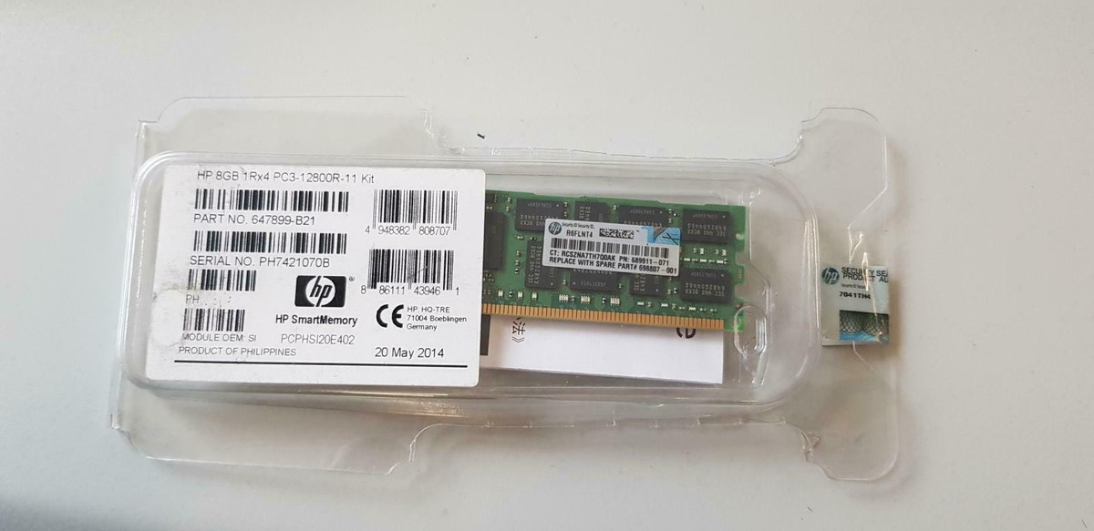 Модуль памяти 8GB (1x8GB) 1Rx4 PC3-12800R-11 DL360p/380pGen8, BL460cGen8 (647899-B21-T)