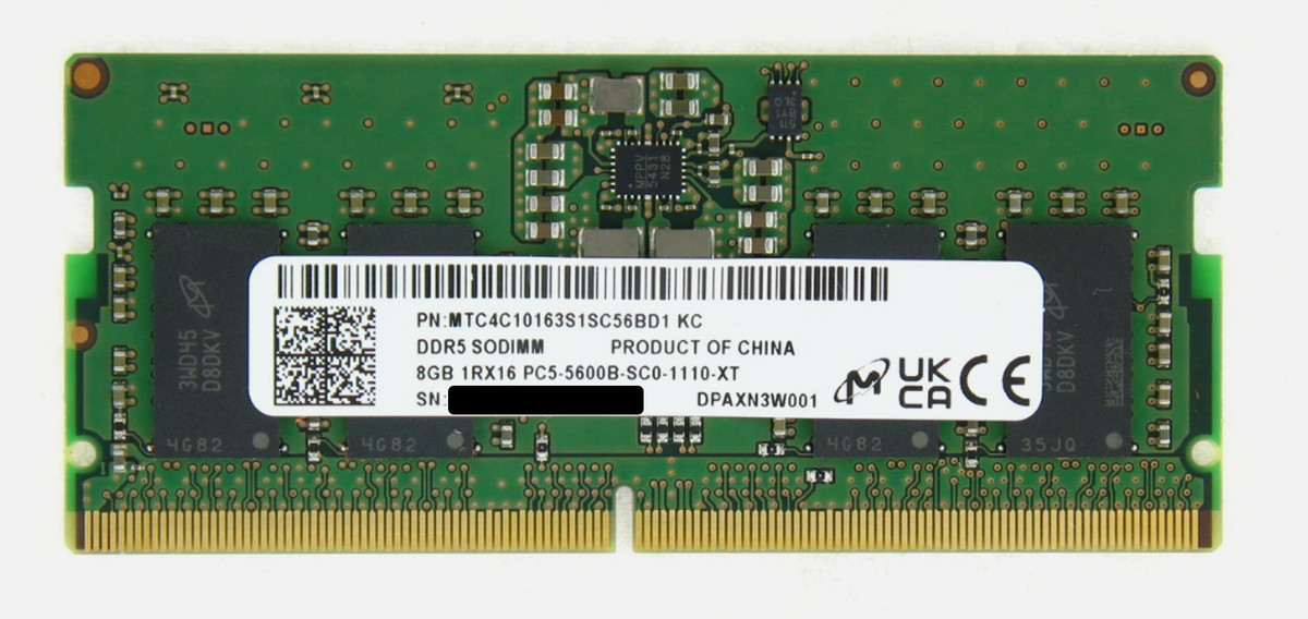 Оперативная память / 8GB Micron DDR5 5600 SO-DIMM (MTC4C10163S1SC56BD1)