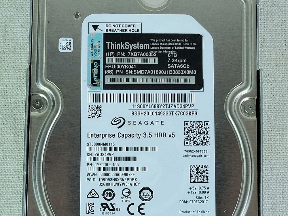 HDD ThinkSystem 3.5in 6TB 7.2K SATA 6Gb Hot Swap 512e