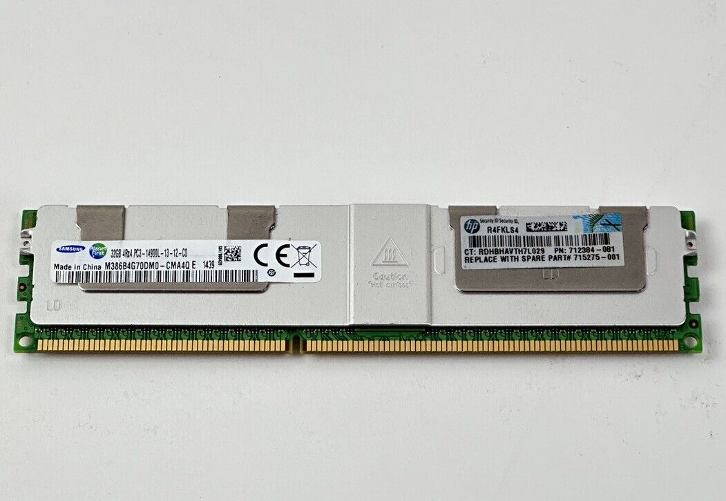 Оперативная память HPE 32GB (1x32GB) Quad Rank x4 PC3-14900L (DDR3-1866) Load Reduced CAS-13 Memory Kit (708643-B21, 712384-081)