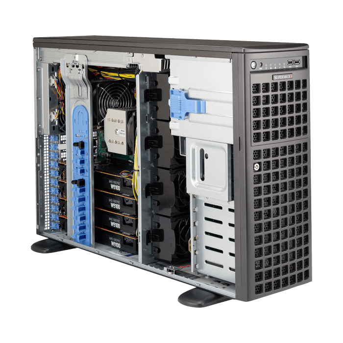 Серверная платформа Supermicro SuperWorkstation 7049GP-TRT 4U, 2 x Socket LGA 3647, C621, 16 x DDR4, 8 x 3.5" SATA3 Hot-Swap, 6 x PCI-E x16, 4 x GPU, 2 x 10GbE, R2000W 1+1, IPMI P/N: SYS-7049GP-TRT, Серверная платформа Supermicro SuperWorkstation 7049GP-TRT 4U, А0000064251