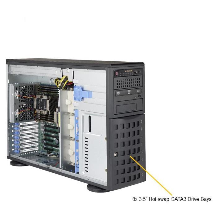 Серверная платформа Supermicro SuperServer 4U 7049P-TR noCPU(2)2nd Gen Xeon Scalable/TDP 70-205W/ no DIMM(16)/ SATARAID HDD(8)LFF/ 2xGbE/ 6xFH, M2/ 2x1280W