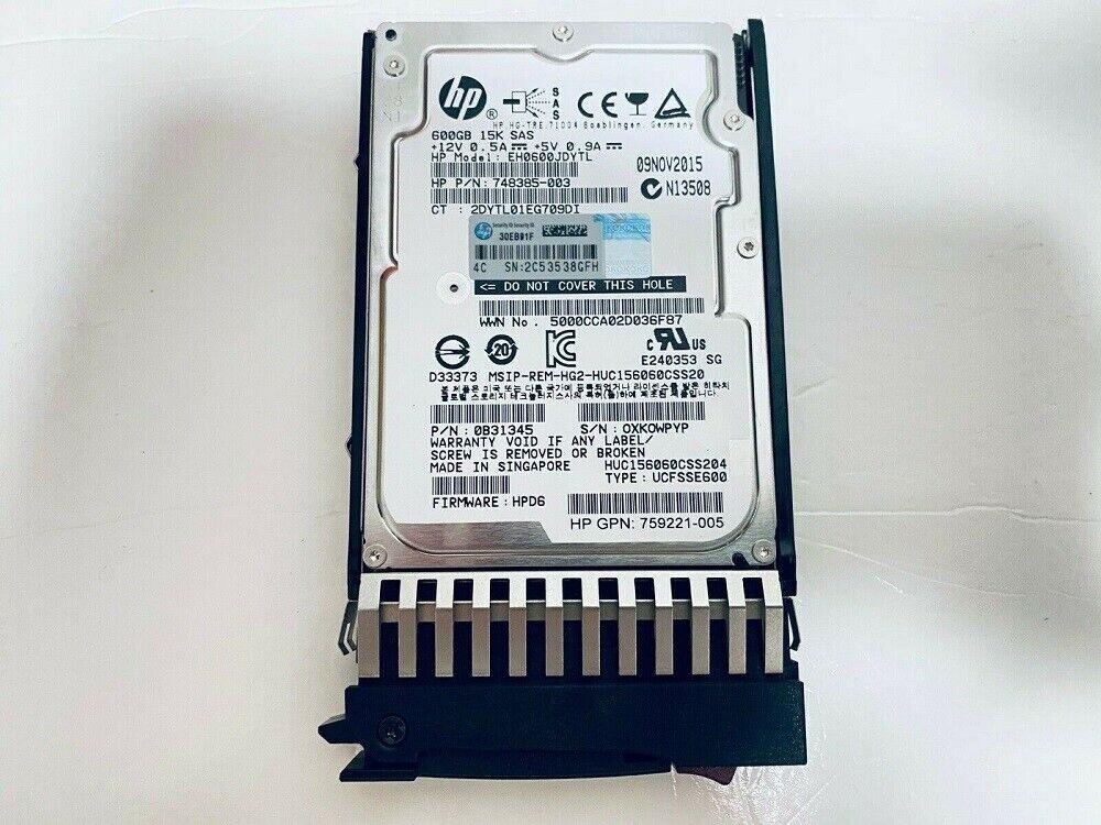 ДИСК ЖЕСТКИЙ HDD 2.5" SAS HP 600GB 15K SAS Заказной № 581311-001 (EH0600JDYTL)