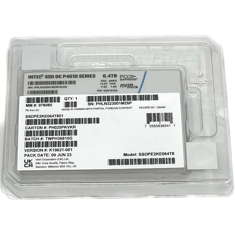 Intel SSD P4610 SSDPE2KE064T801 NVMe U.2 6.4TB
