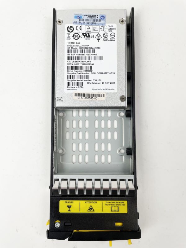 1.92TB SSD - SAS 6 Gb/s transfer rate, 2.5-inch Small Form Factor (SFF) - For use with 3PAR 8000 storage systems, 3PAR drive model DOPE1920S5xnNMRI