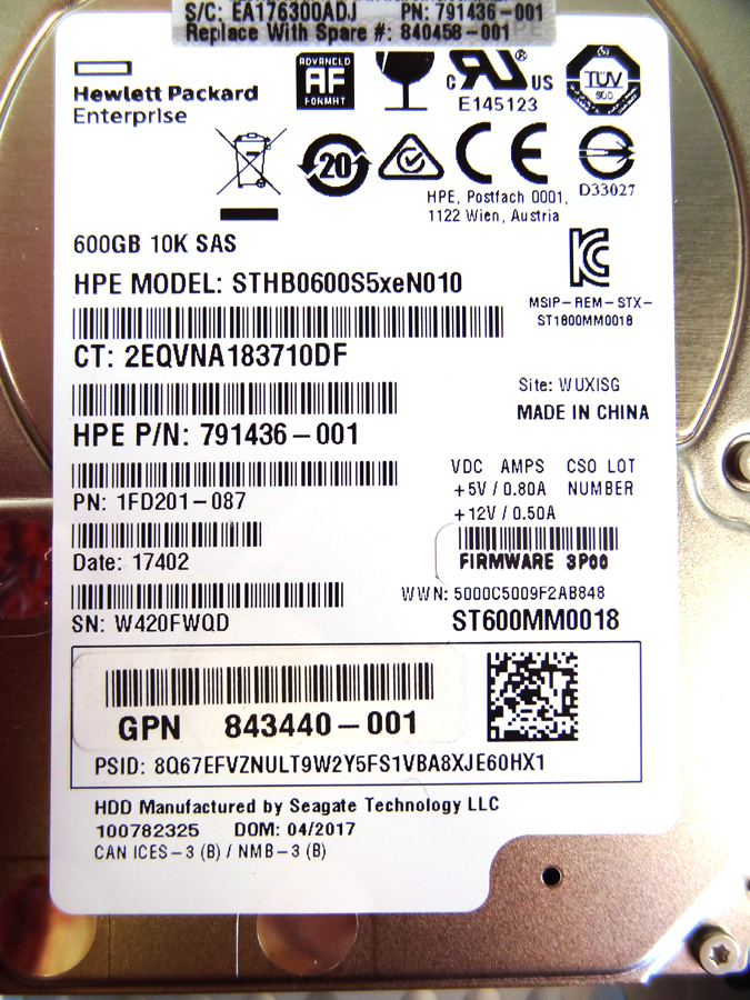 600GB SAS Hard drive - 10,000 RPM, 12 Gb/s transfer rate, 2.5-inch SFF,3PAR drive model HCBF0600S5xeN010 - For use with 3PAR 8000 storage systems