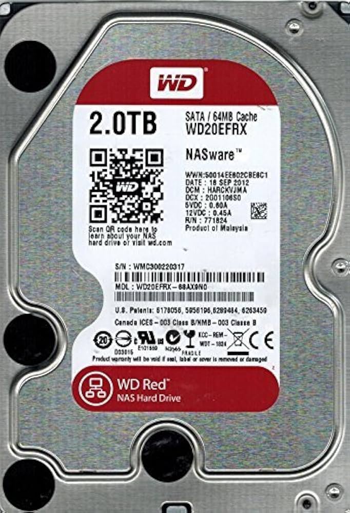 Жесткий Диск Western Digital Red Nasware 2 2Tb (U600/5400/64Mb) 6G SATAIII For NAS(WD20EFRX)