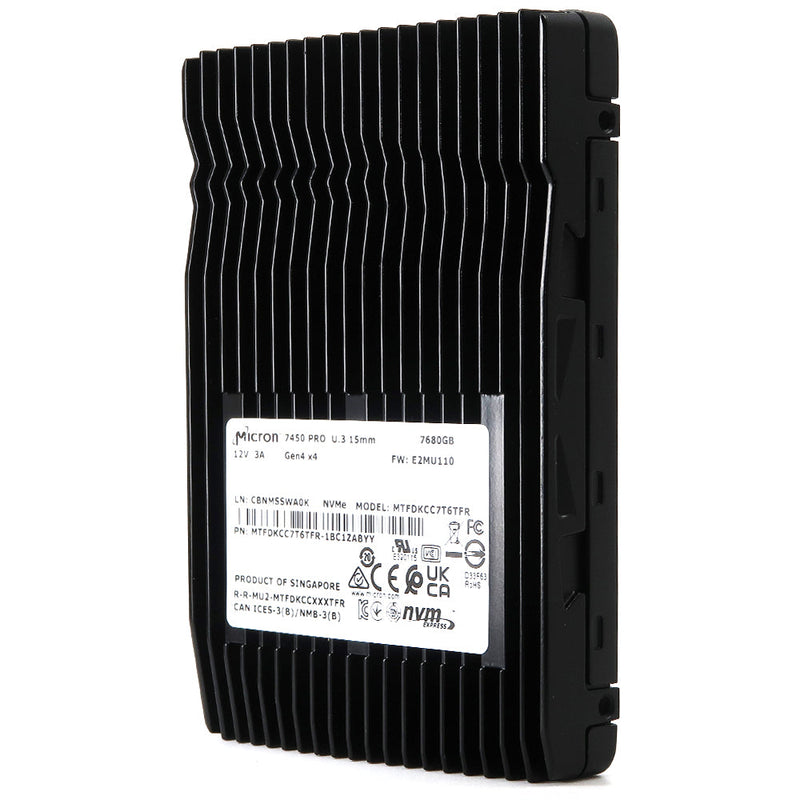 Накопитель SSD 2.5'' Micron MTFDKCC7T6TFR-1BC1ZABYY 7450 PRO 7.68TB PCIe 4.0 x4 NVMe 3D TLC 6800/5600MB/s IOPS 1000K/215K TBW 14000 DWPD 1