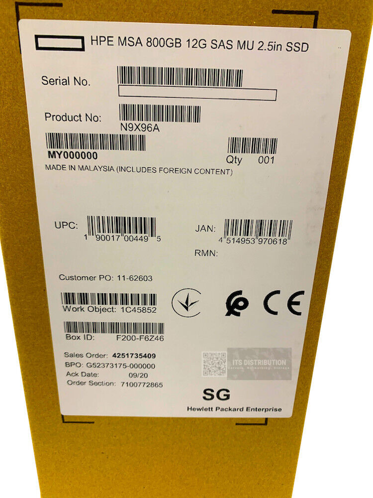 Накопитель SSD HPE MSA 800GB 12G SAS MU 2.5in SSD, N9X96A