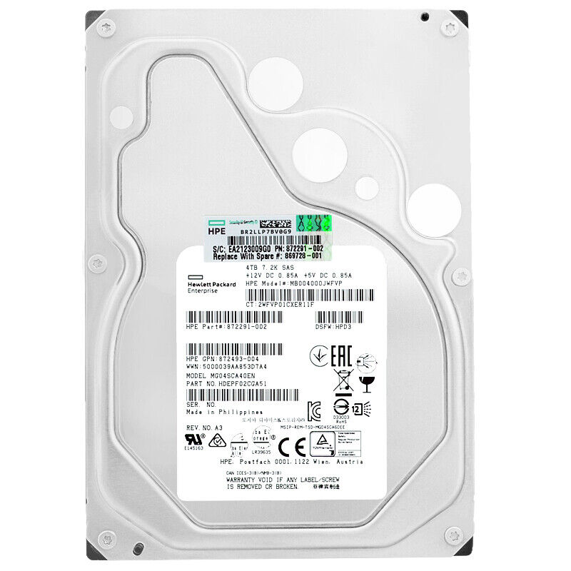Диск жесткий НР 4TB SAS 12G 7.2K LFF SC DS HDD (MB004000JWFVP)