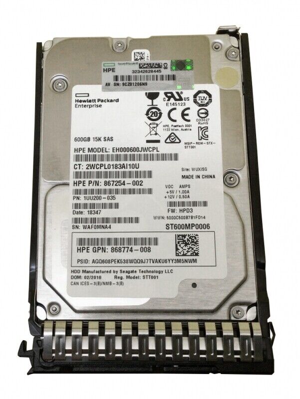 Жесткий диск HP 600GB 12G 15K 2.5 DP ENT SAS(EH000600JWCPL), шт